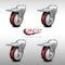 Service Caster 4 Inch SS Maroon Polyurethane Swivel Bolt Hole Caster Set with Total Lock Brake SCC-SSBHTTL20S414-PPUB-MRN-4 - alternate 2